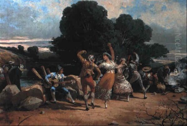 Fiesta Campestre Oil Painting by Angel Lizcano Y Monedero