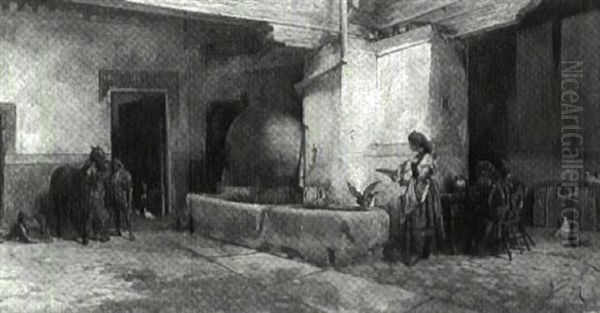 At The Well Oil Painting by Angel Lizcano Y Monedero