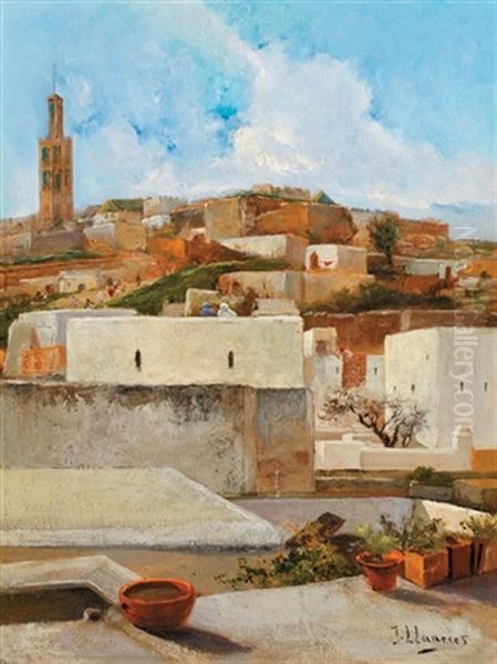 Vue D'une Ville Orientale Oil Painting by Jose Llaneces