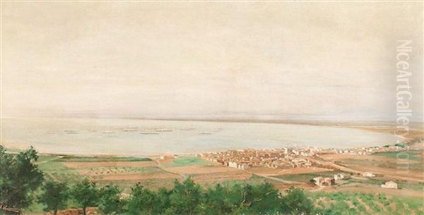 Marina (bahia De Roses) Oil Painting by Juan Llaverias Labro