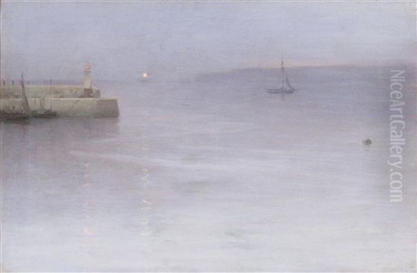 St. Ives Harbor Oil Painting by William Samuel Henry Llewellyn