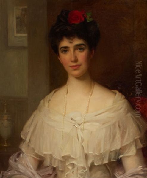Portrait Of Mrs. Kirk Of Carrickfergus Oil Painting by William Samuel Henry Llewellyn