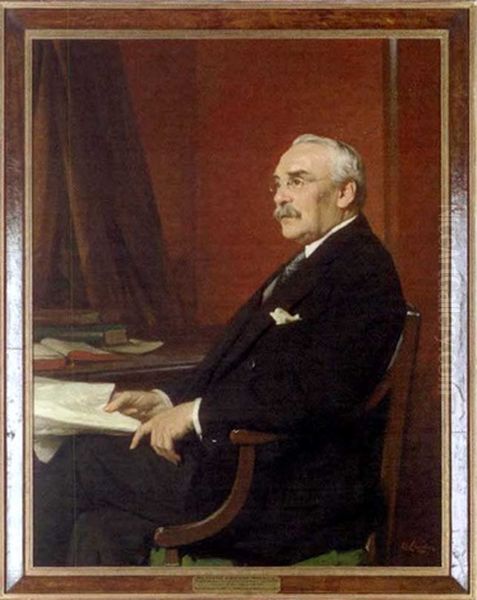 Portrait Of Sir Gerald Hemmington Ryan, Bt., Seated At A Desk Oil Painting by William Samuel Henry Llewellyn