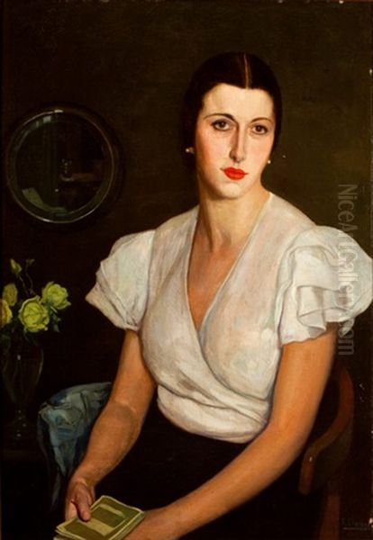 Retrato De Titos, Sobrina Del Artista Oil Painting by Francisco Llorens y Diaz