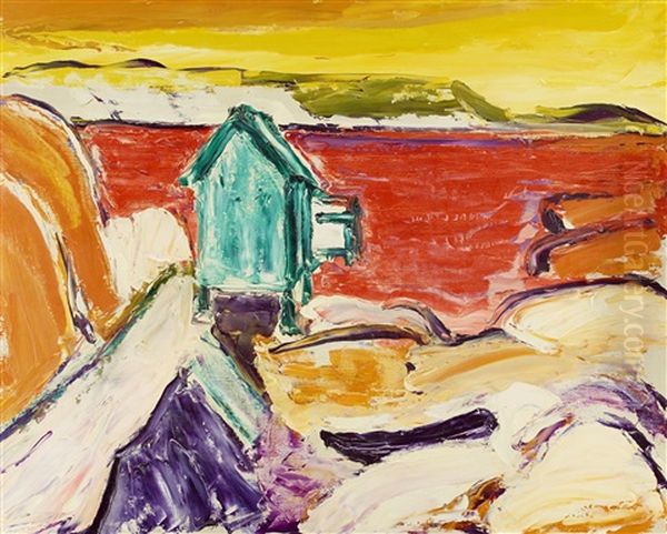 Den Grona Sjoboden Oil Painting by Gunnar Loeberg