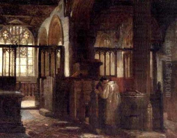 'saying God Be Merciful To Me A Sinner' (+ 2 Others, Watercolors; 3 Works) Oil Painting by James Lobley