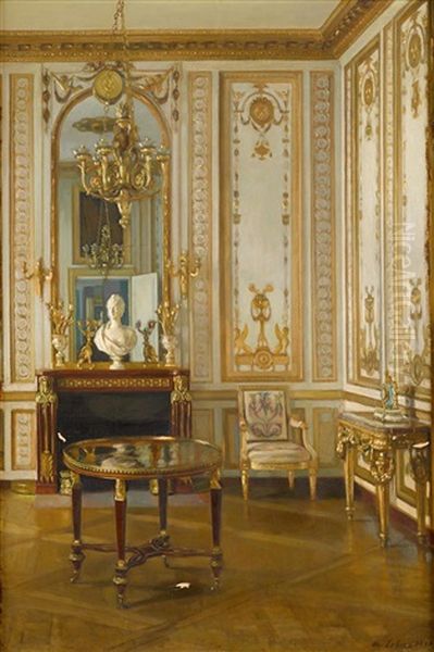 French Interior, Said To Be Marie Antoinette's Study Oil Painting by Maurice Lobre