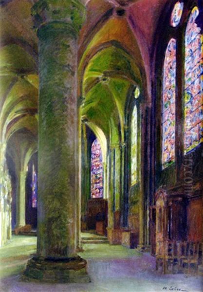 Interieur D'eglise Oil Painting by Maurice Lobre