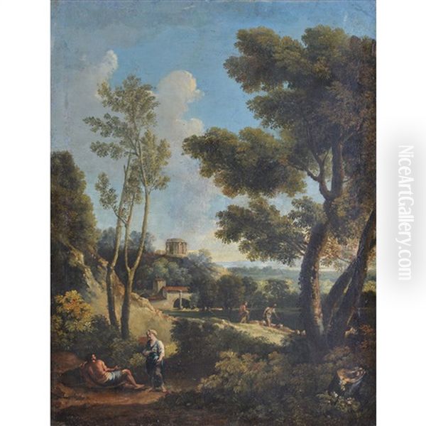 A Pair Of Landscapes Oil Painting by Andrea Locatelli