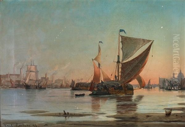 Hobade Pa Themsen Oil Painting by Carl Locher