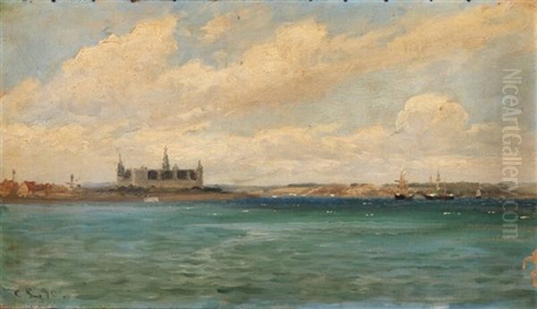 Fra Sundet Syd For Kronborg Oil Painting by Carl Locher