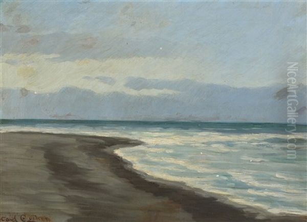 A Beach At Dusk Oil Painting by Carl Locher