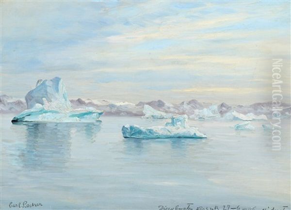 Landscape From Disko Bay Oil Painting by Carl Locher