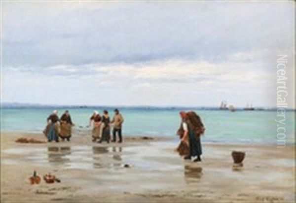 From Hornbaek Beach Oil Painting by Carl Locher