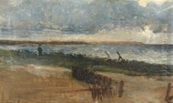 Coastal Scenery With A Person Overlooking The Sea Oil Painting by Carl Locher