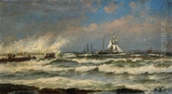A Windy Day Along The Coastline Oil Painting by Carl Locher
