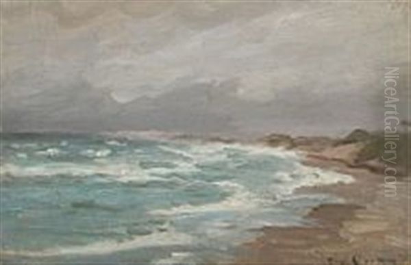 Scenery From Skagen Beach Oil Painting by Carl Locher