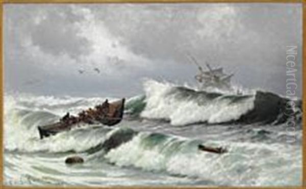 The Lifeboat Is On Its Way Oil Painting by Carl Locher