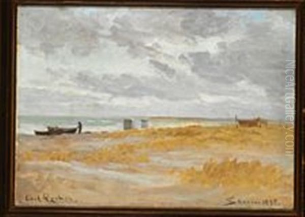 Skagen Beach Oil Painting by Carl Locher