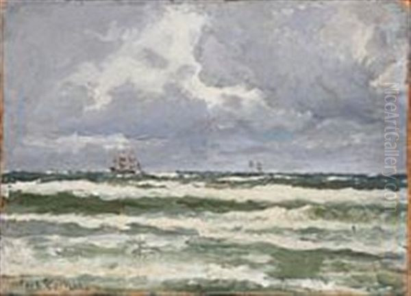 Nordvesten Storm. Hornbaek Oil Painting by Carl Locher