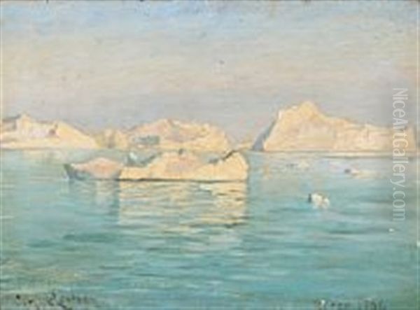 Icebergs In The Disco Bay, Greenland Oil Painting by Carl Locher