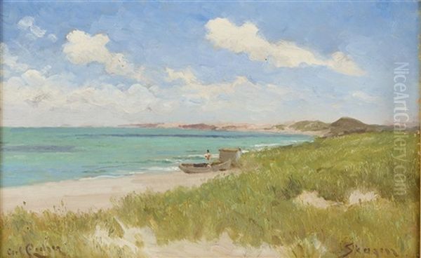 Kustbild Fran Skagen Oil Painting by Carl Locher