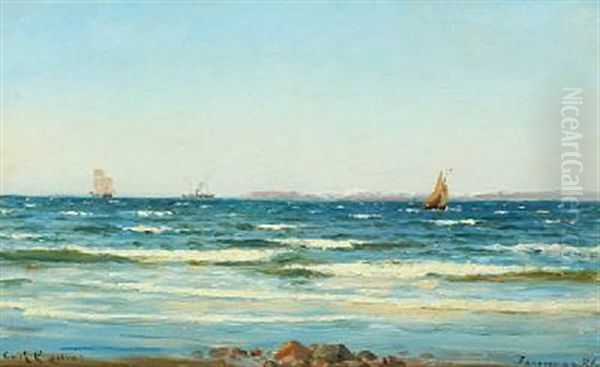 Coastal Scene With Sailing And Steam Ships Oil Painting by Carl Locher