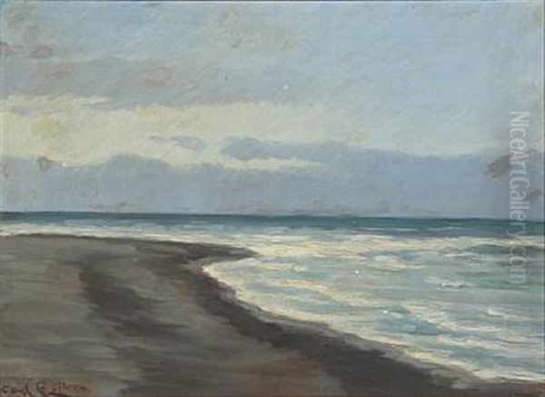 Beach Scene Oil Painting by Carl Locher