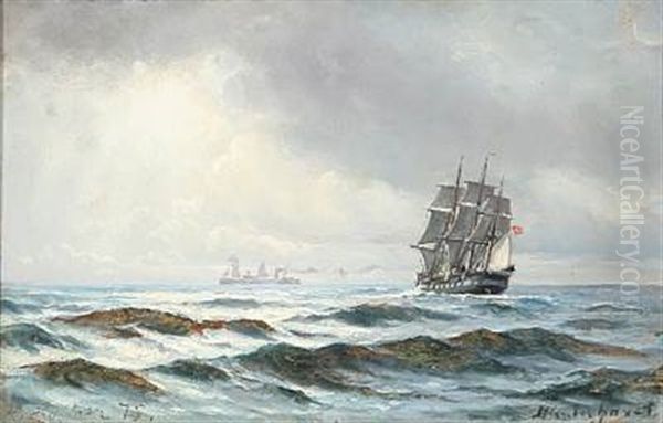 Seascape From The Atlantic Ocean Oil Painting by Carl Locher