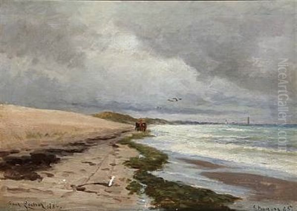Agepost Ved Skagens Sonderstrand Oil Painting by Carl Locher