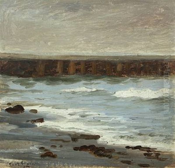 Coastal Scenery In Cloudy Weather Oil Painting by Carl Locher
