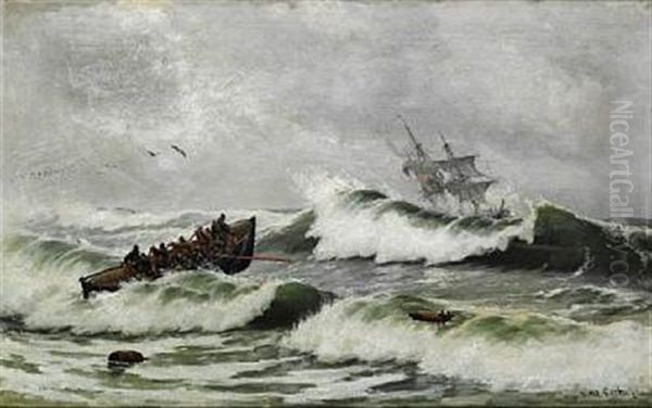 The Lifeboat Is Leaving Oil Painting by Carl Locher