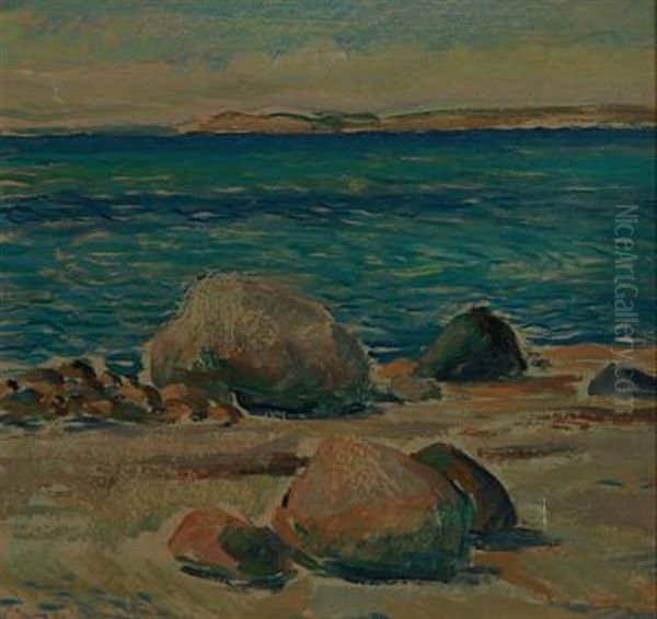 Coastal Scene From Hornbaek, Denmark Oil Painting by Carl Locher