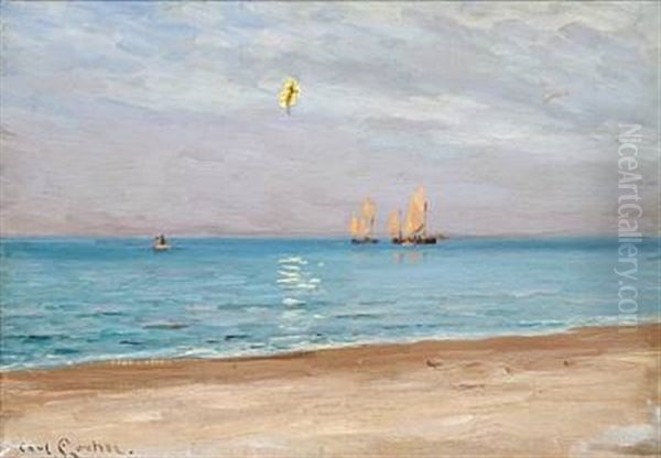 Aften I August. Skagens Sonderstrand Oil Painting by Carl Locher