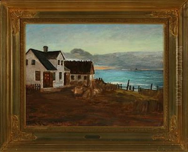 A Fisher Village Oil Painting by Carl Locher