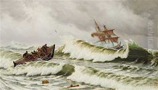 Redningsbaden Gar Ud Oil Painting by Carl Locher