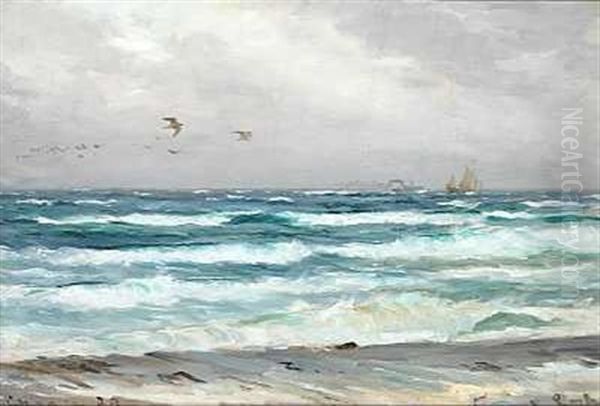 Braending, Skagen Oil Painting by Carl Locher