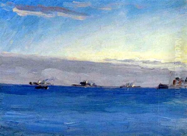 Marine Ud For Skagen Nordstrand Oil Painting by Carl Locher