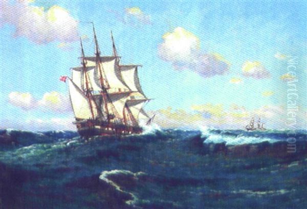 Marine, Fregatten Jylland I Hoj So Oil Painting by Carl Locher