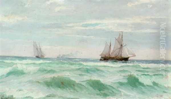 Fiskerbade Pa Havet Oil Painting by Carl Locher