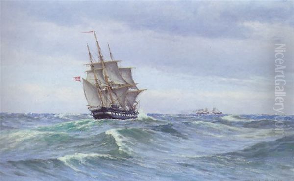 Marine Med Skibe I Hoj So Oil Painting by Carl Locher