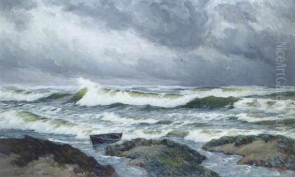 Bolgerne Brydes Ved Skagen Strand Oil Painting by Carl Locher