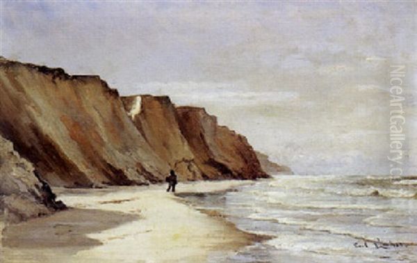 Mand Pa Stranden Oil Painting by Carl Locher