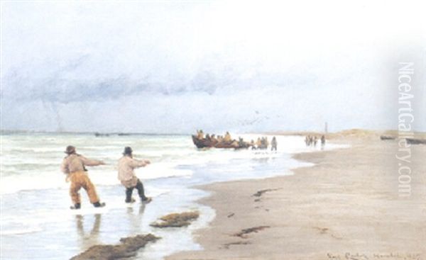 Bringing In The Catch Oil Painting by Carl Locher