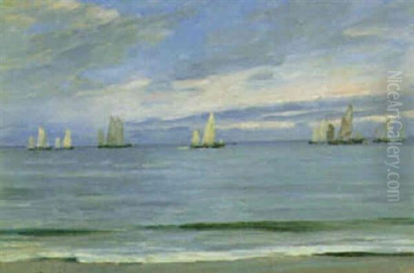 Sejlere I Sundet Oil Painting by Carl Locher