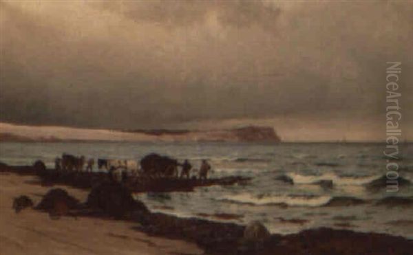 Tangk+rsel Pa Hornb+k Strand Oil Painting by Carl Locher