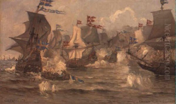 Slaget Ved Kolberger Heide Oil Painting by Carl Locher