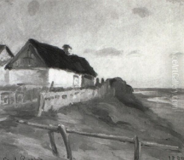 Huse Ved Havet, Skagen Oil Painting by Carl Locher