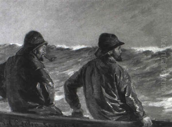 To Skagensfiskere Lars Kirk Og Lars Kruuse Oil Painting by Carl Locher