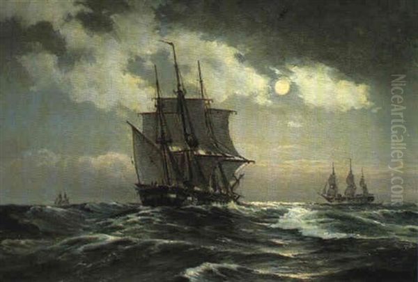Fuldmanestemning Over Havet Oil Painting by Carl Locher
